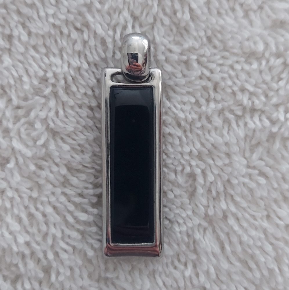 Silver and Black/White Reversible Vintage Pendant
